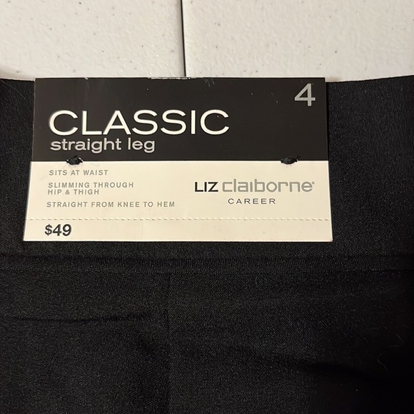 Liz Claiborne classic straight leg black pants. Sz 4 - Picture 5 of 7
